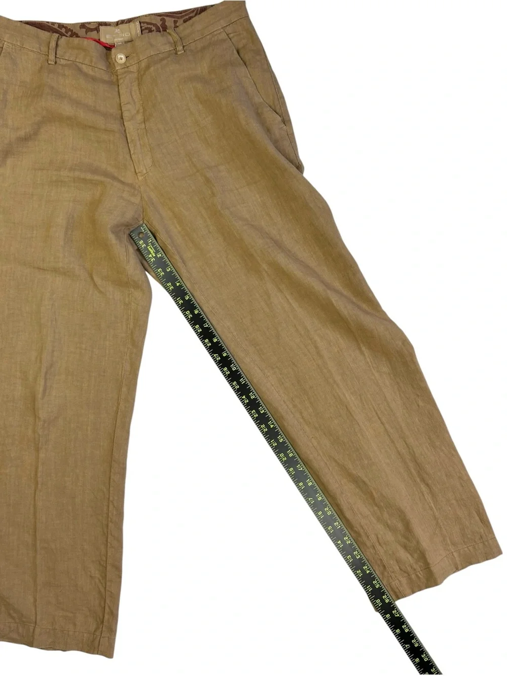 Etro Milano Tan Linen Made in Italy Pants size 48